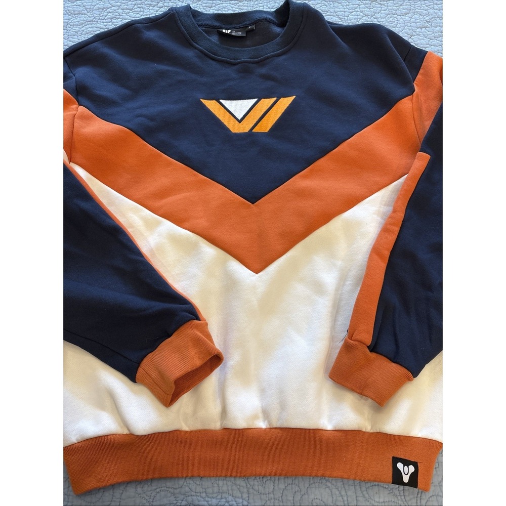 Level Up By Destiny Men's Small Pullover Vanguard Sweatshirt Orange Navy